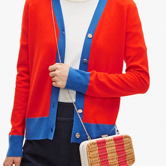 Kate Spade Kitt Clutch Wicker Peach Melba Multi - Picture 2 of 12